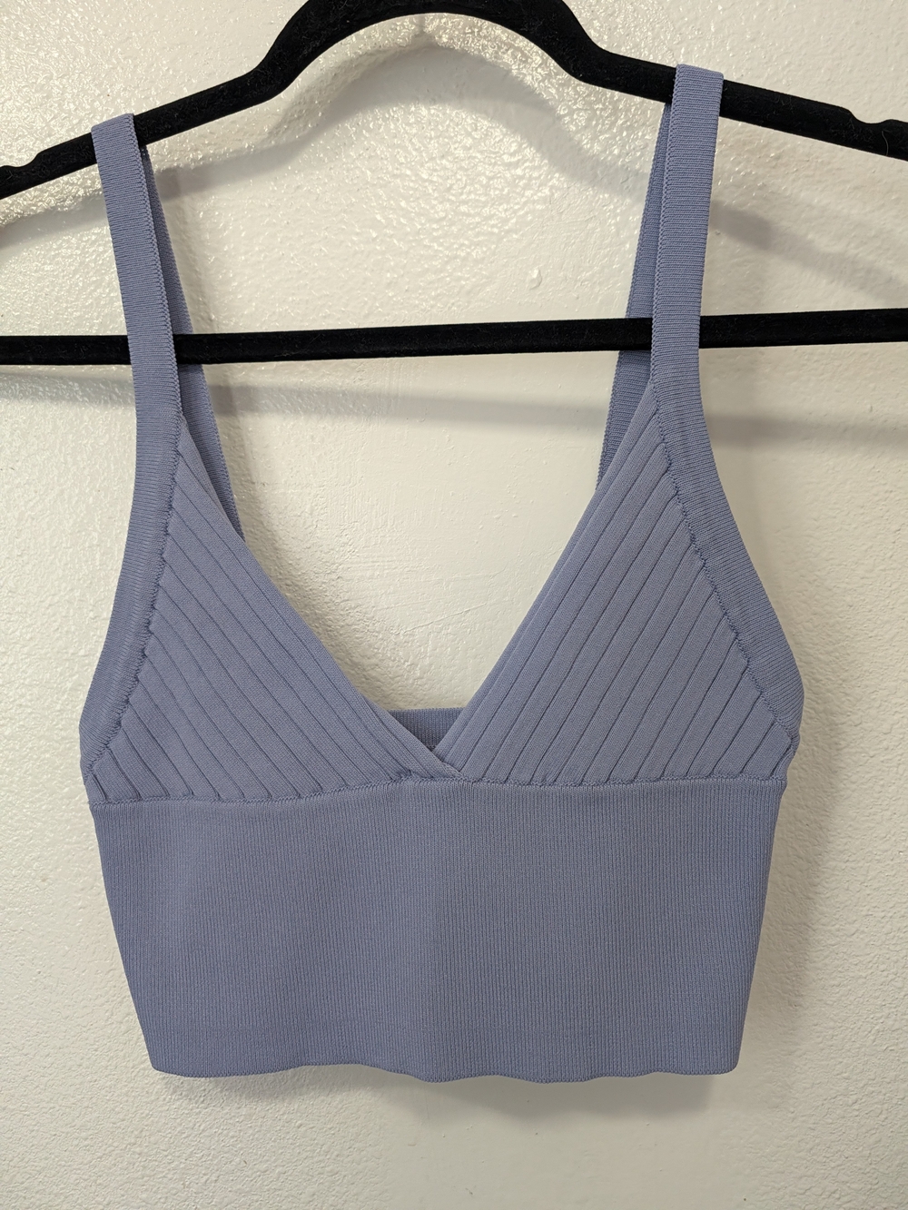 Zara Periwinkle-Blue Ribbed Knit Crop Top